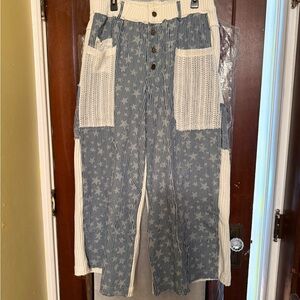 POL Blue and White Striped Pants